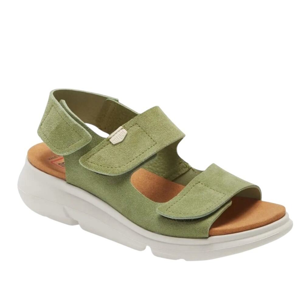 ON FOOT Women’s Wedge Green Comfortable  Lightweight Sandal Sz EU(41) US (11)